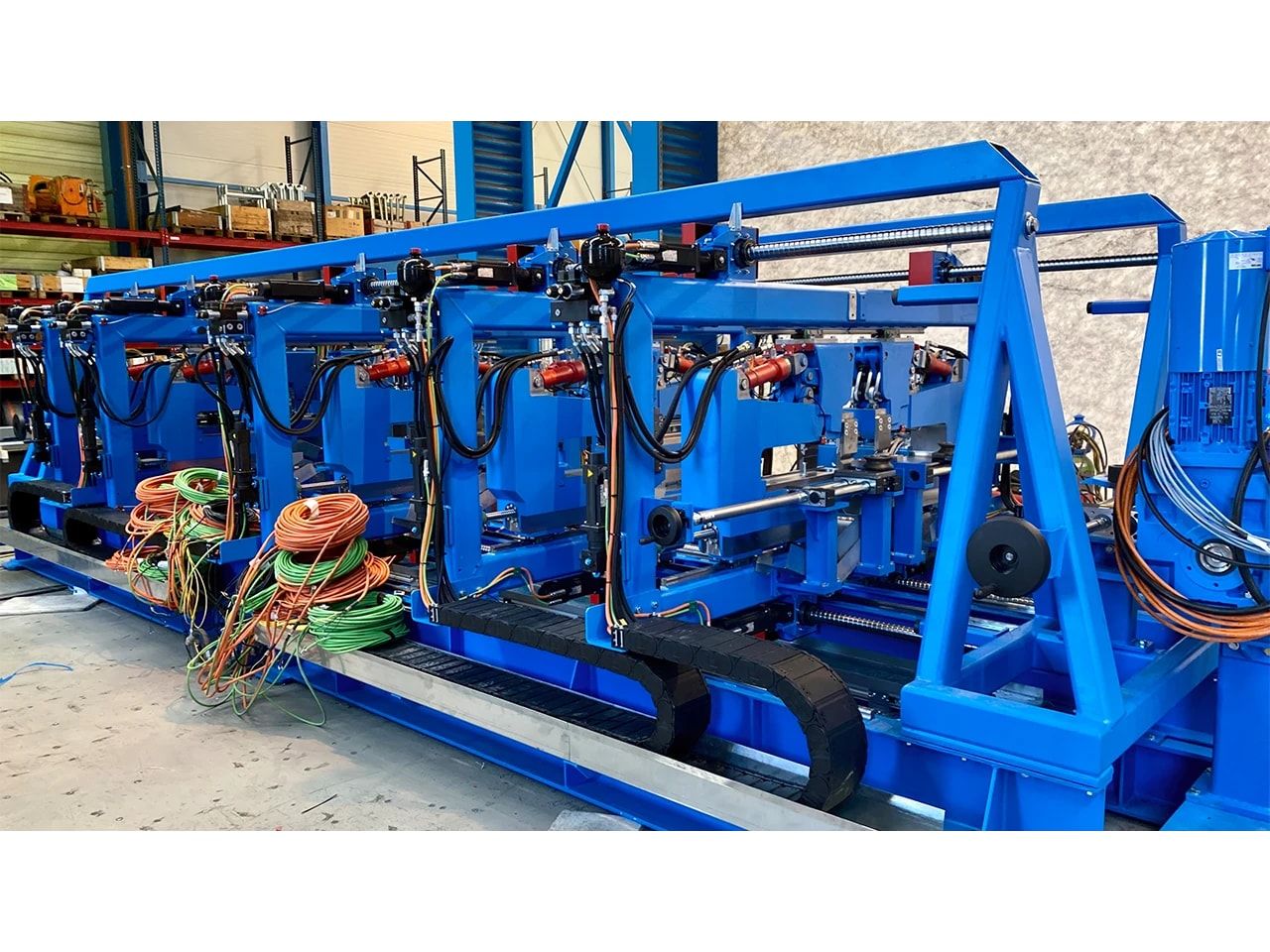 Purlin punching station on an automated roll-forming line